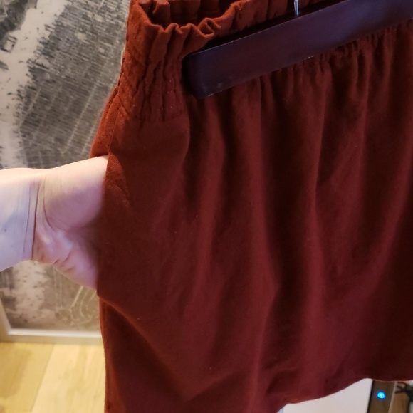 Dark Orange Wool Mini Skirt with Pockets - Picture 2 of 2